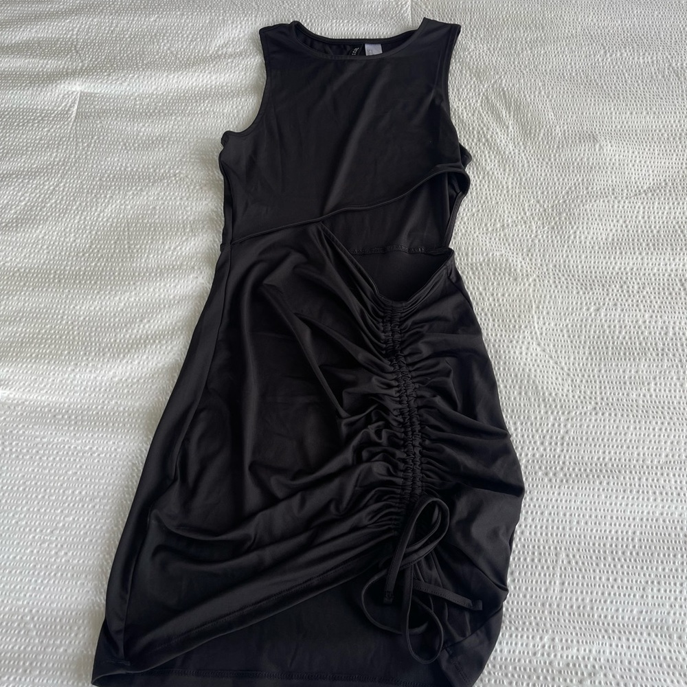 Black Ruched Cutout Dress